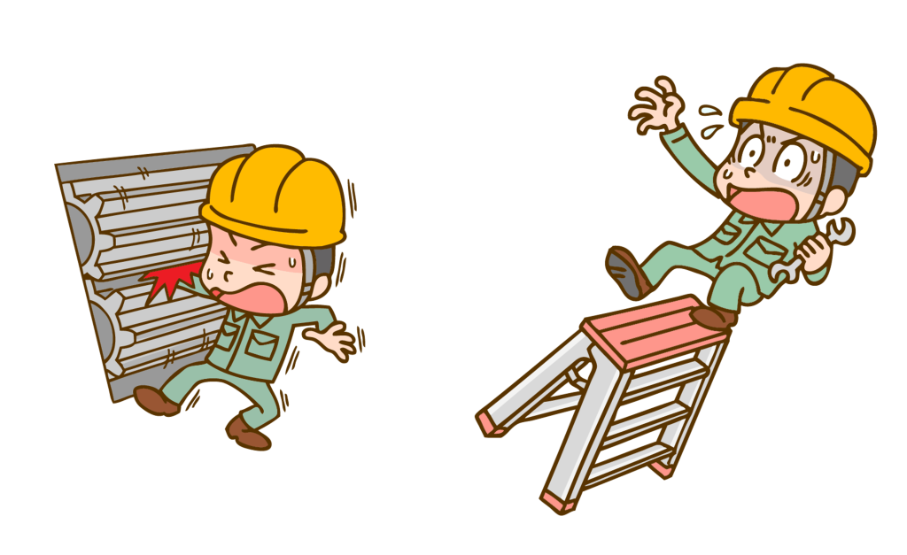挟まれ事故・転落事故のイラスト